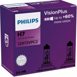 ŻARÓWKI PHILIPS H7 VISION PLUS +60% 12V 55W 2 szt.