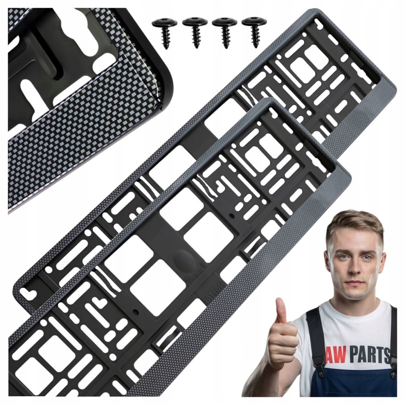 Ramki Tablicy Rejestracyjnej Foliowane HP Karbon Czarne Komplet