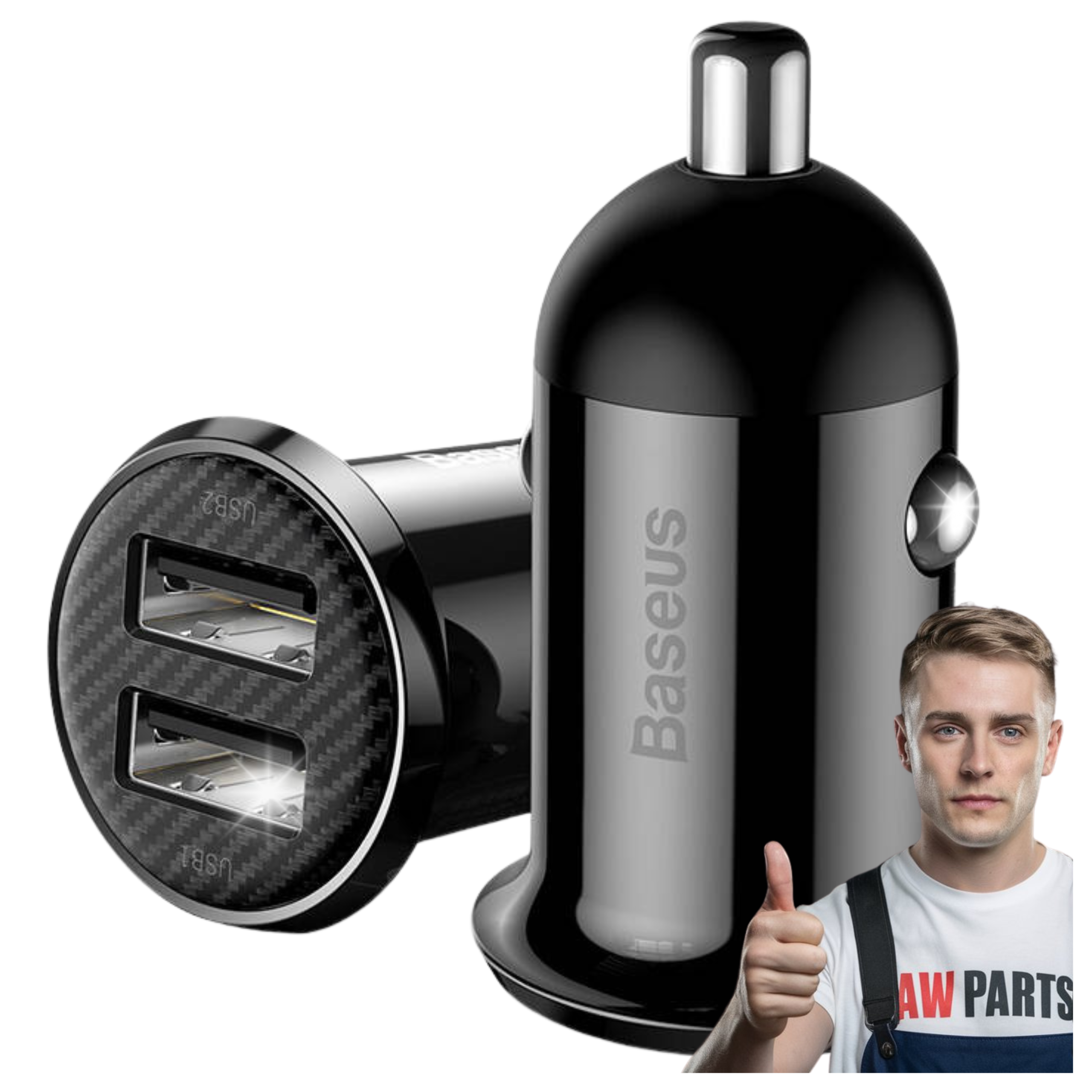 ŁADOWARKA SAMOCHODOWA 2X USB 4.8A 24W BASEUS Grain Pro  CCALLP-01