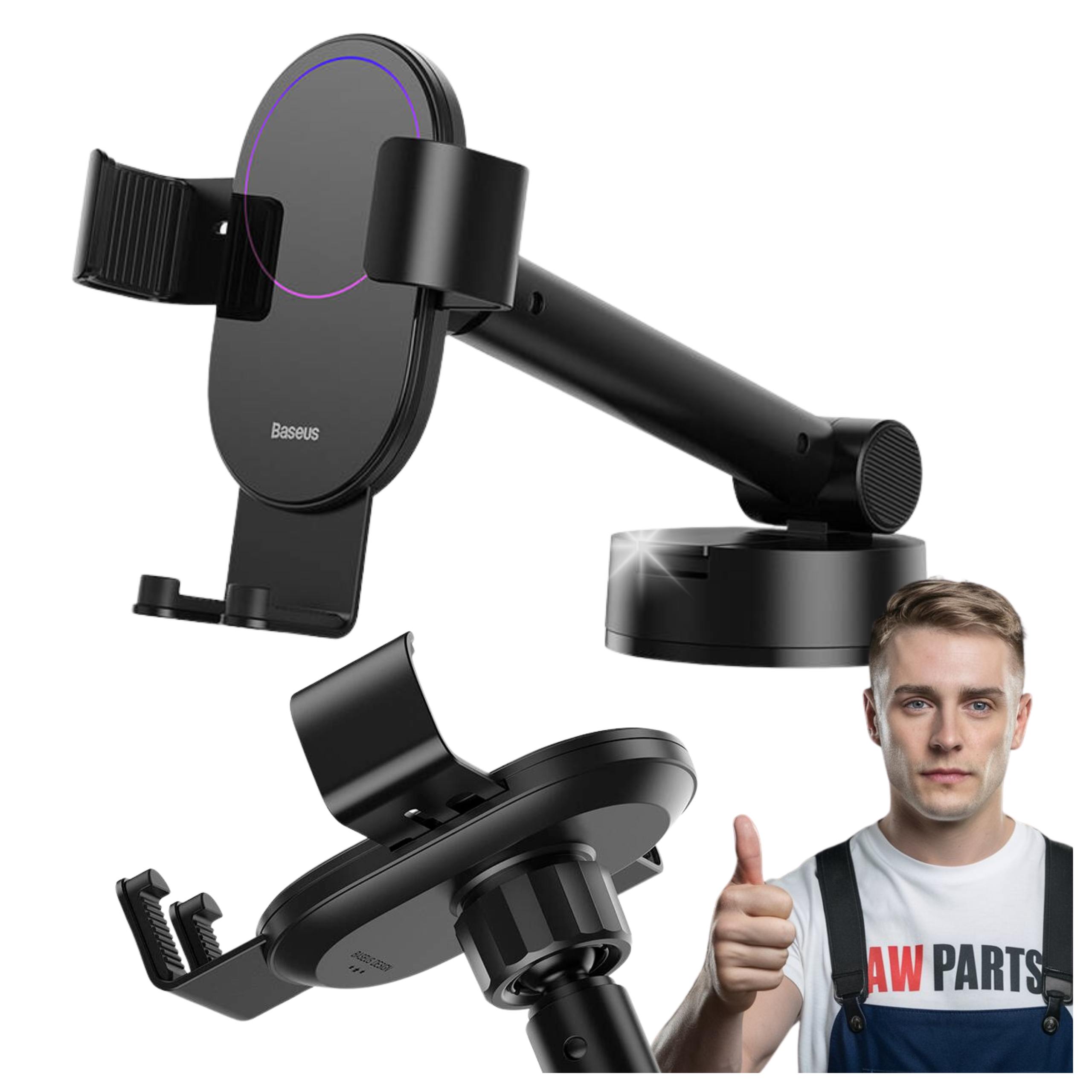 Baseus Simplism teleskopowy uchwyt samochodowy czarny SUYL-JY01