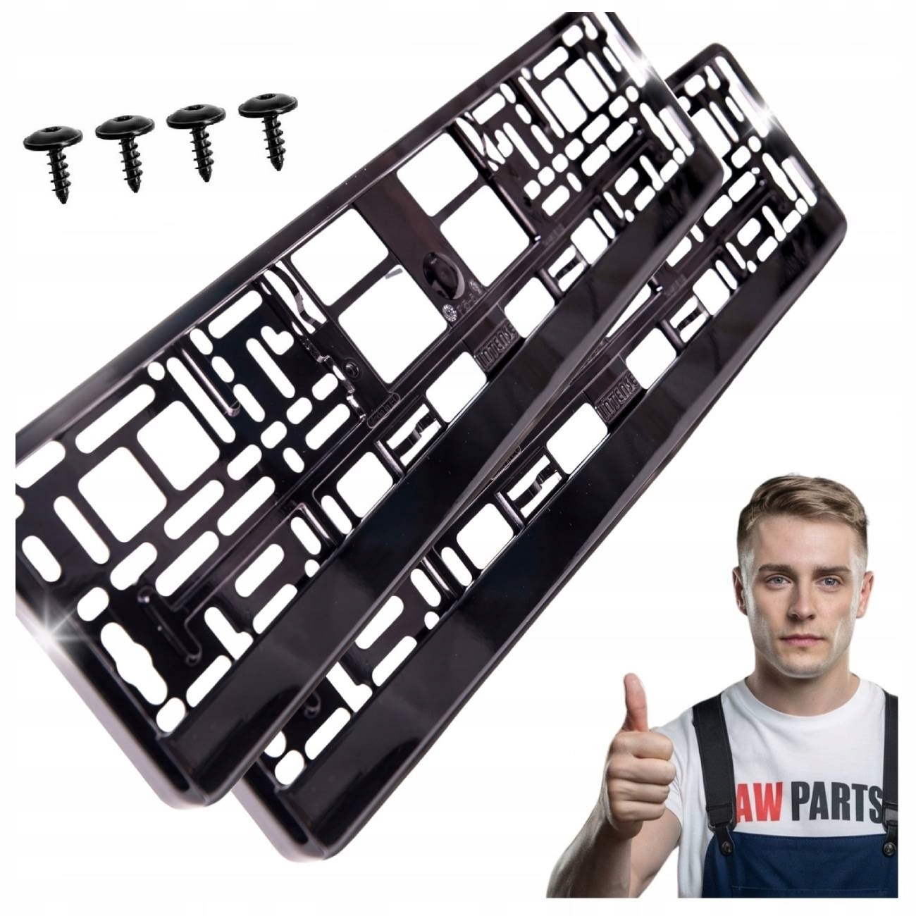 2x Ramka Tablicy Rejestracyjnej Metalizowana Czarna 2 sztuki