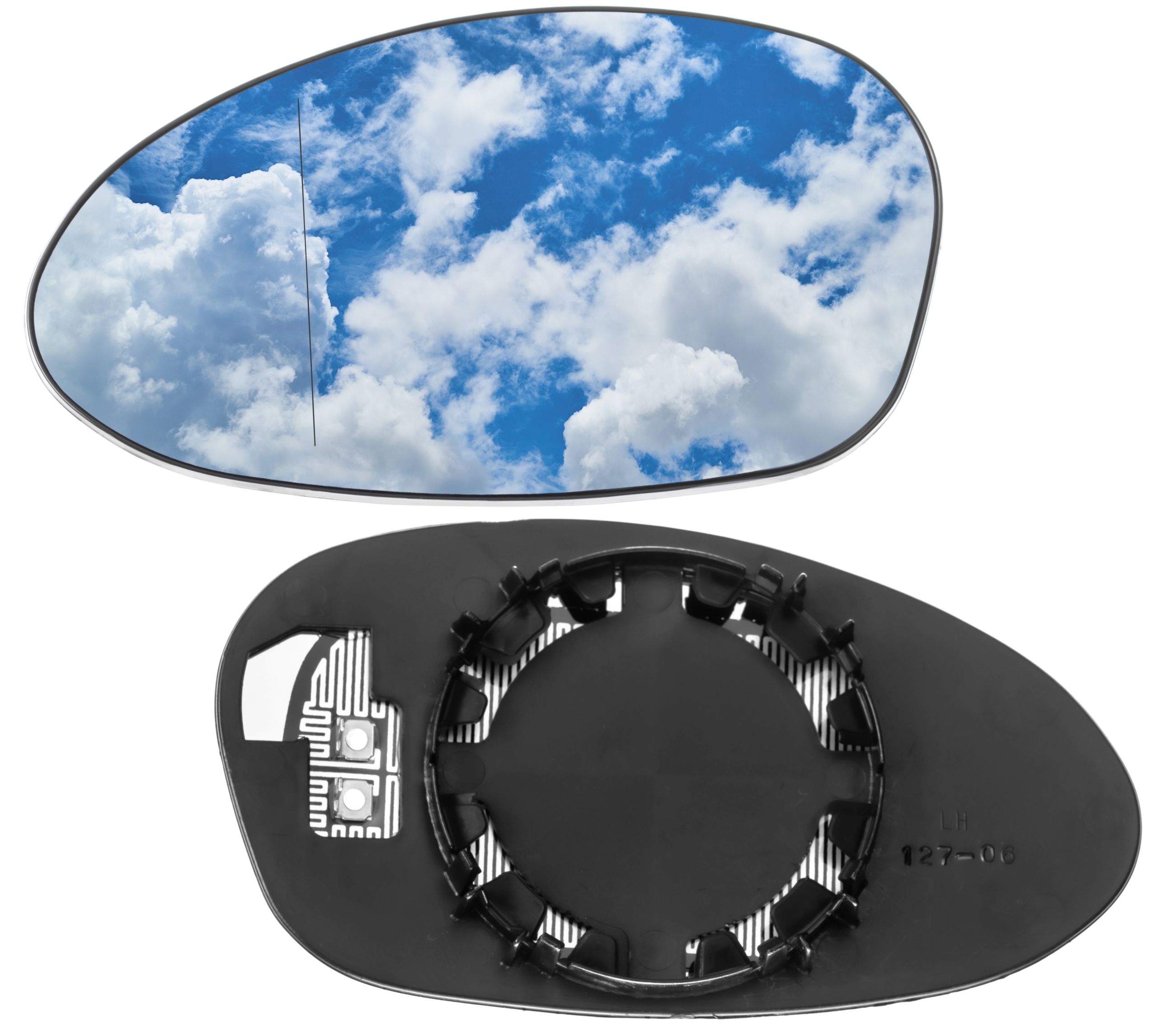 WKŁAD LUSTERKA LEWY GRZANY BMW 3 E90 E91 2004-2008 [E90 łezka]