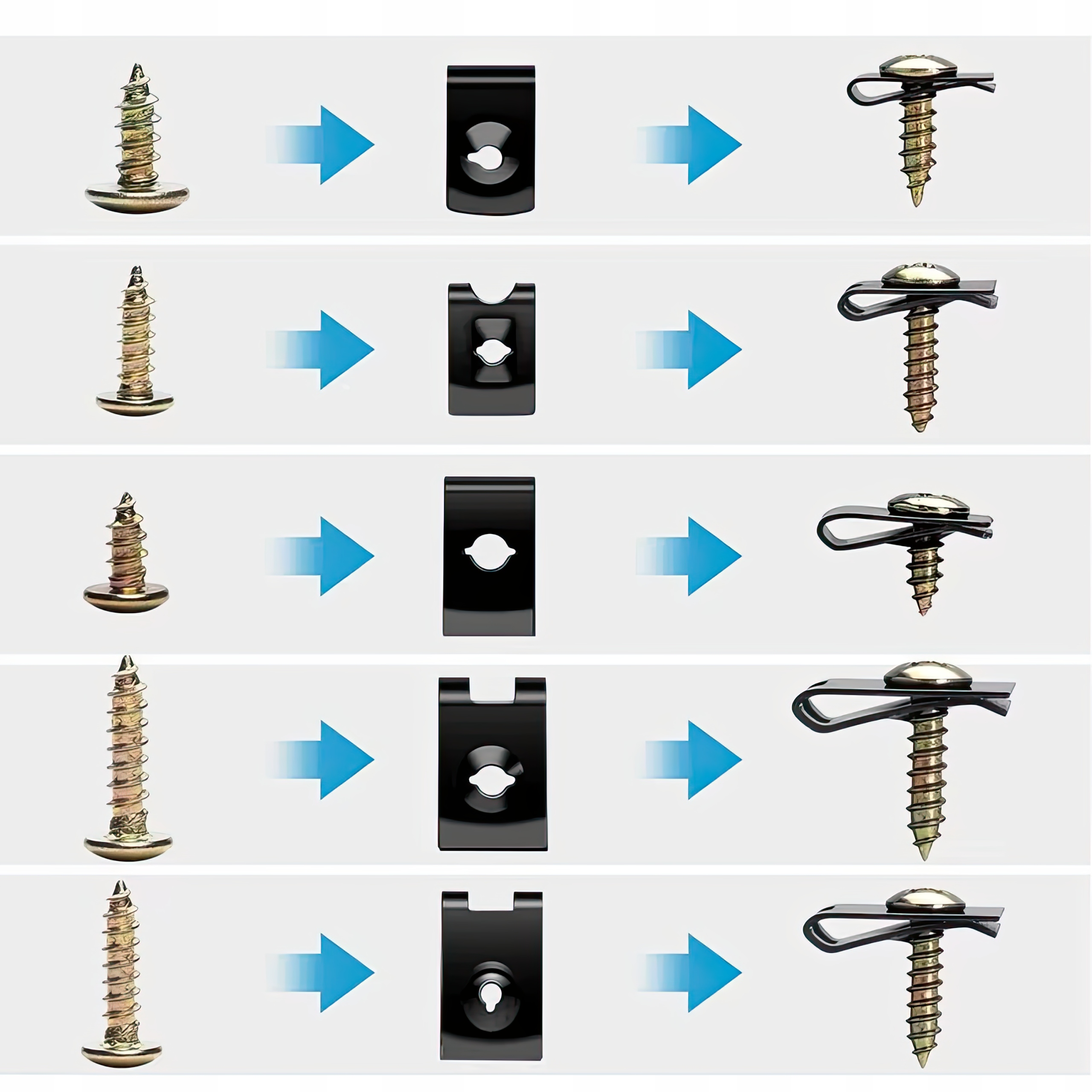 ZESTAW BLASZEK SAMOCHODOWYCH ŚRUBKI WKRĘTY KLIPSY DO AUTA 170 SZTUK - obrazek 5