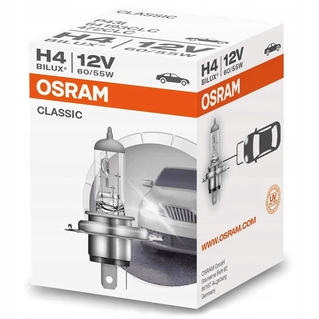Żarówka OSRAM Classic H4 12V 60/55W P43t Żywotna