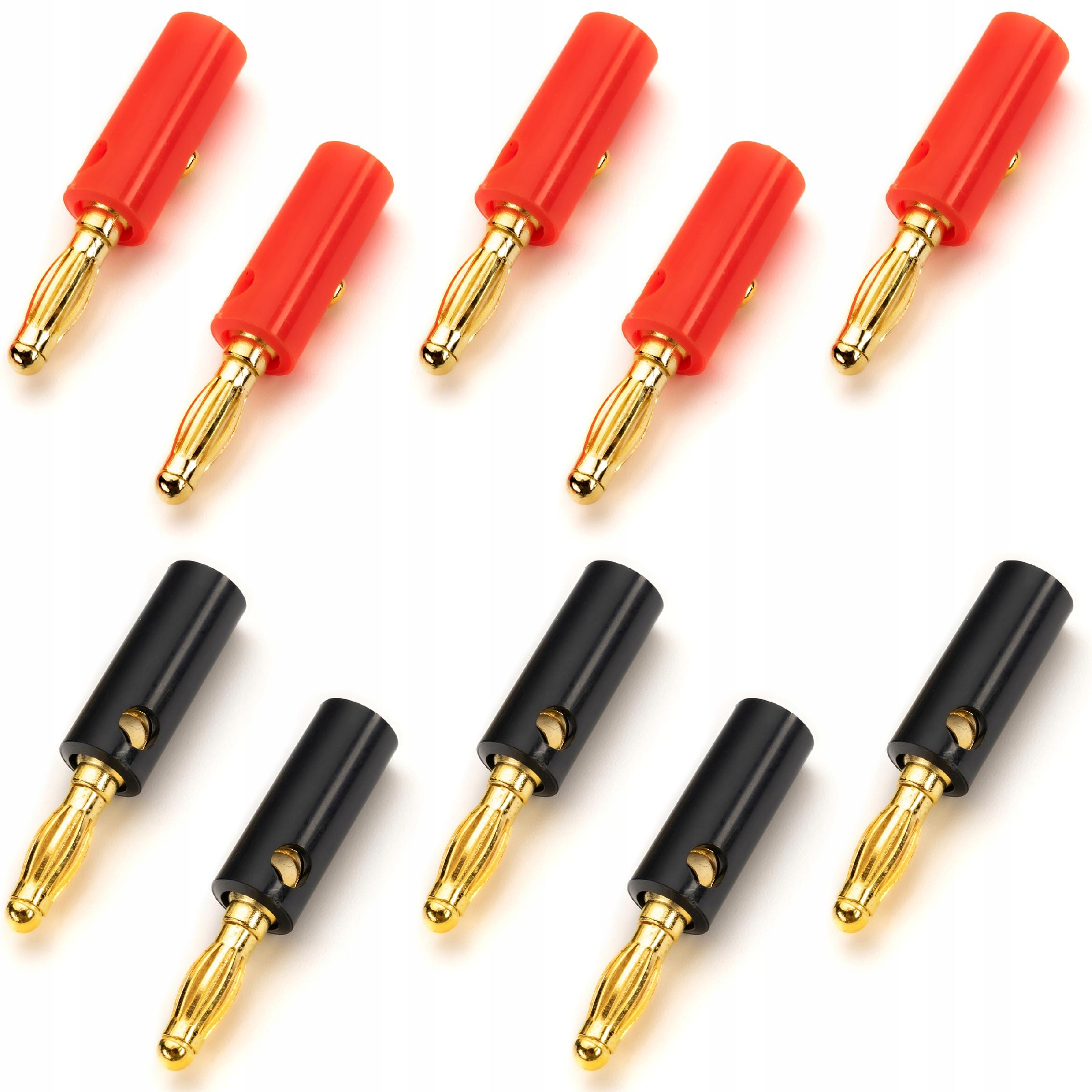 10x WTYKI GŁOŚNIKOWE BANANOWE ZŁOCONE Z GNIAZDEM