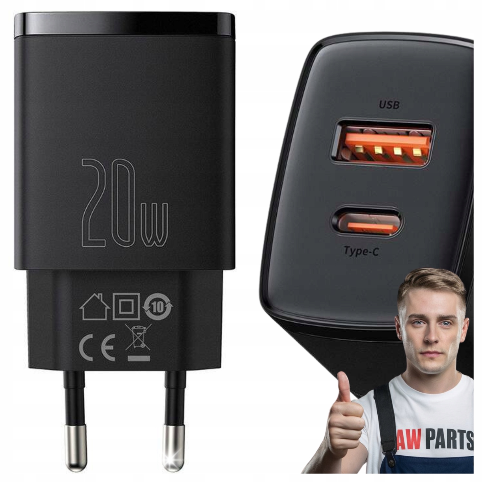 Ładowarka Baseus Sieciowa USB / USB Typ C 20W 3A Quick Charge CCX Szybka