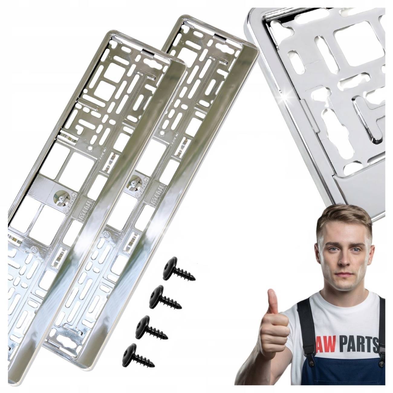 Ramki Do Tablic Rejestracyjnych Metalizowane Srebrne 2 sztuki