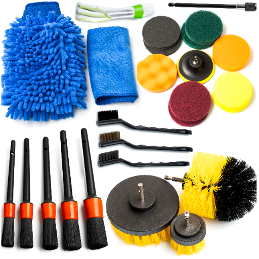 DUŻY ZESTAW DETAILINGOWY KOMPLET SZCZOTEK DO CZYSZCZENIA SZCZOTECZKI 26EL