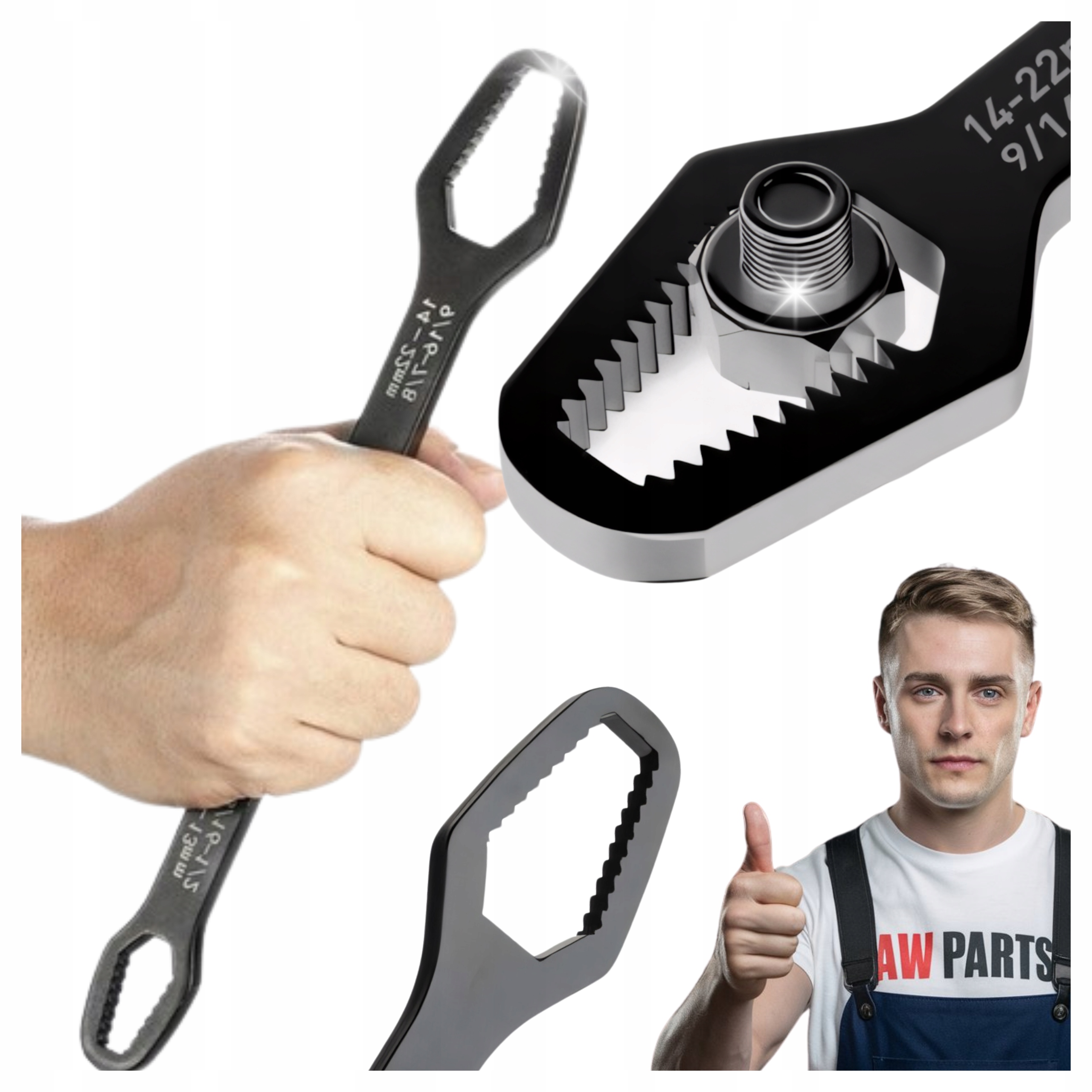 Płaski KLUCZ UNIWERSALNY Oczkowy Trzyfunkcyjny Torx Calowy Metryczny 8-22