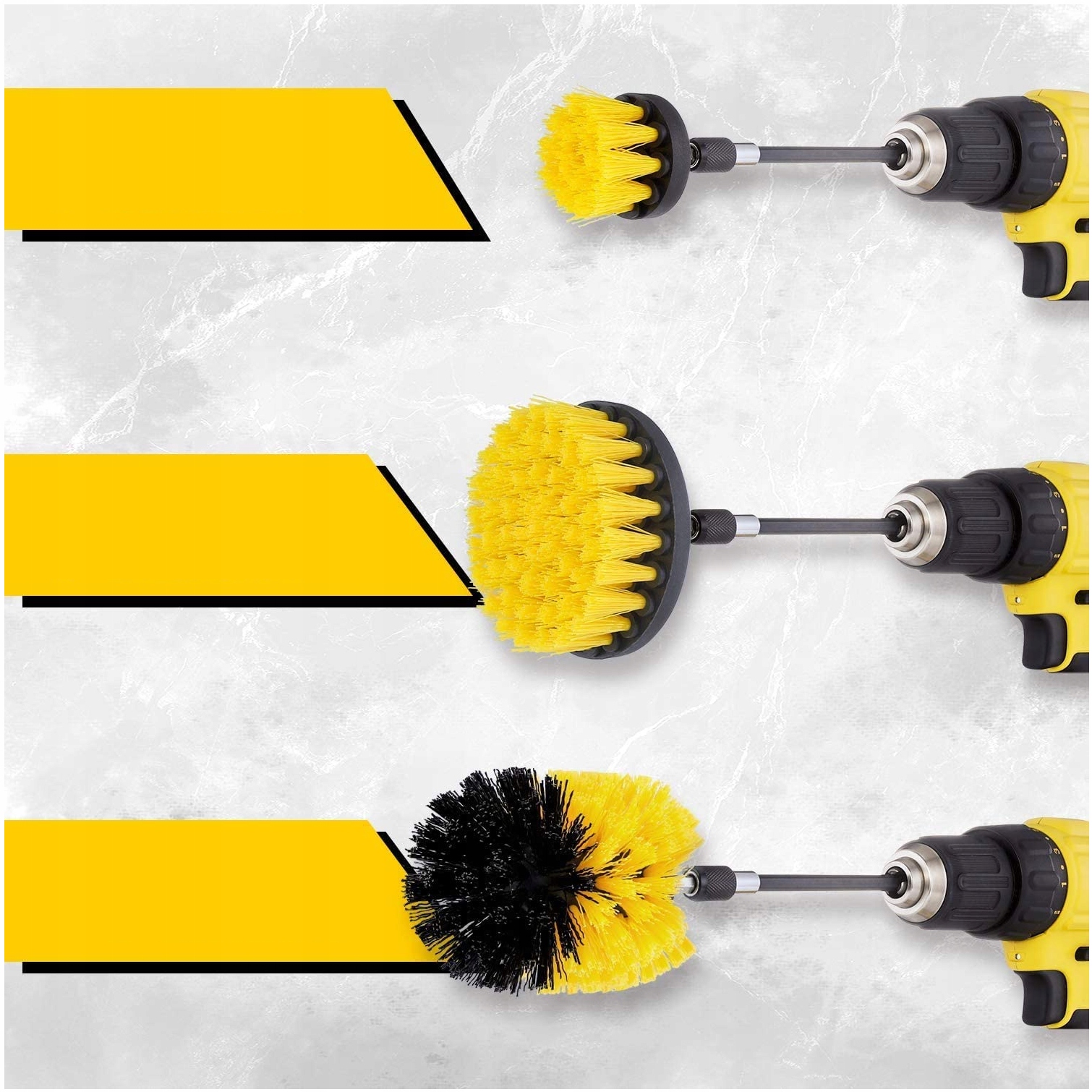 SZCZOTKI SPRZĄTAJĄCE DO CZYSZCZENIA NA WIERTARKĘ WKRĘTARKĘ PADY ZESTAW 3x - obrazek 7
