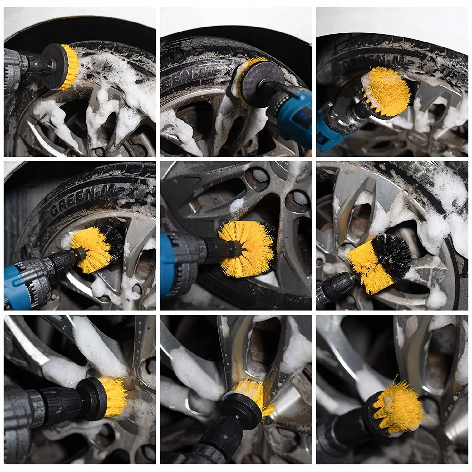 SZCZOTKI SPRZĄTAJĄCE DO CZYSZCZENIA NA WIERTARKĘ WKRĘTARKĘ PADY ZESTAW 3x - obrazek 9