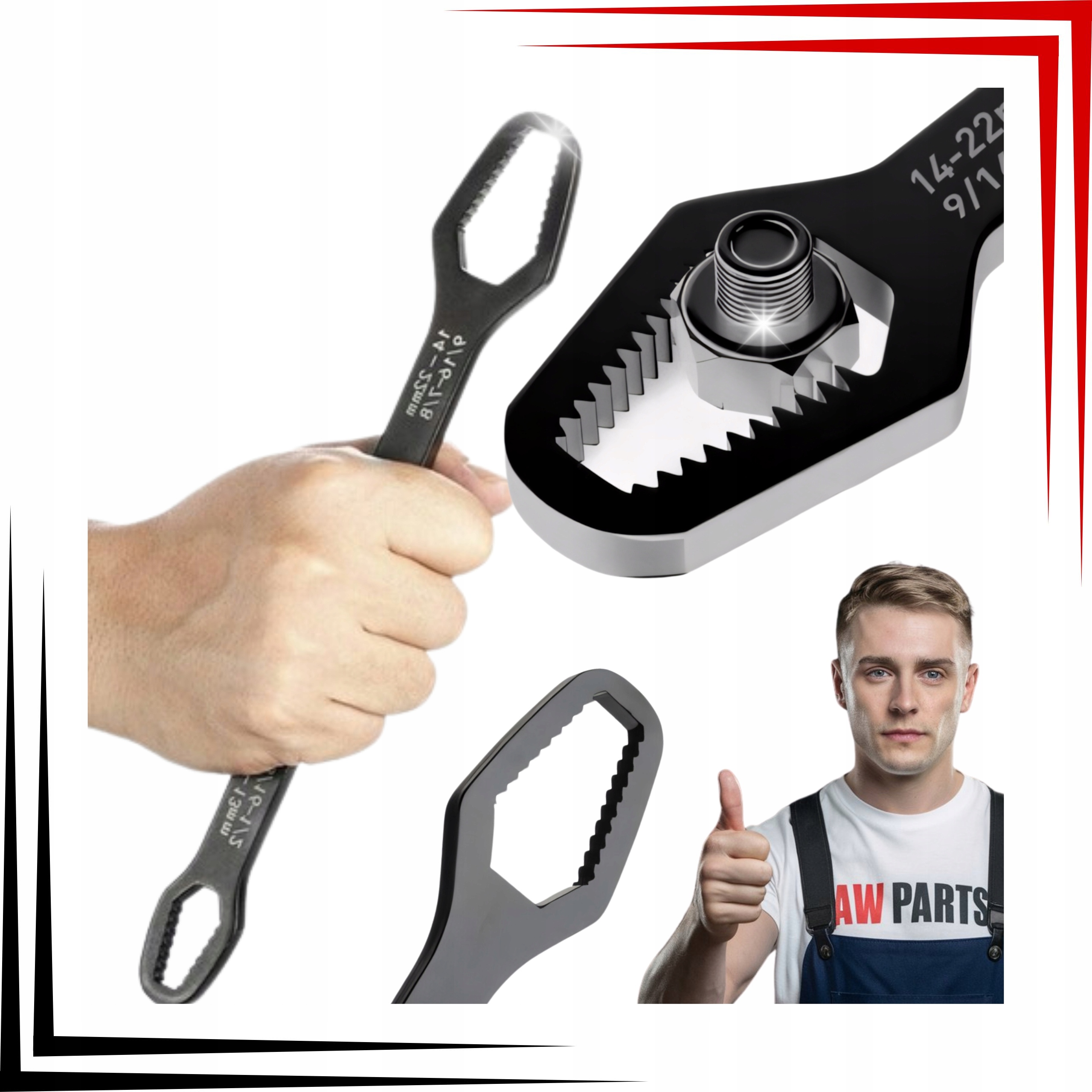 Płaski KLUCZ UNIWERSALNY Oczkowy Trzyfunkcyjny Torx Calowy Metryczny 8-22 - obrazek 2