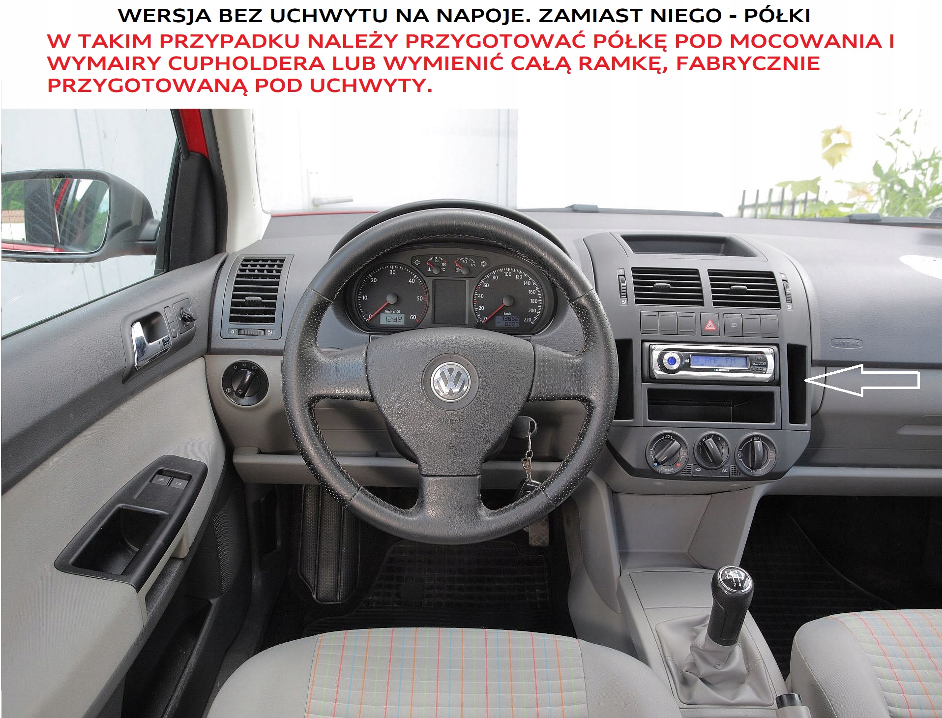 UCHWYT NA NAPOJE KUBEK CUP HOLDER DO VW POLO 9N - obrazek 6