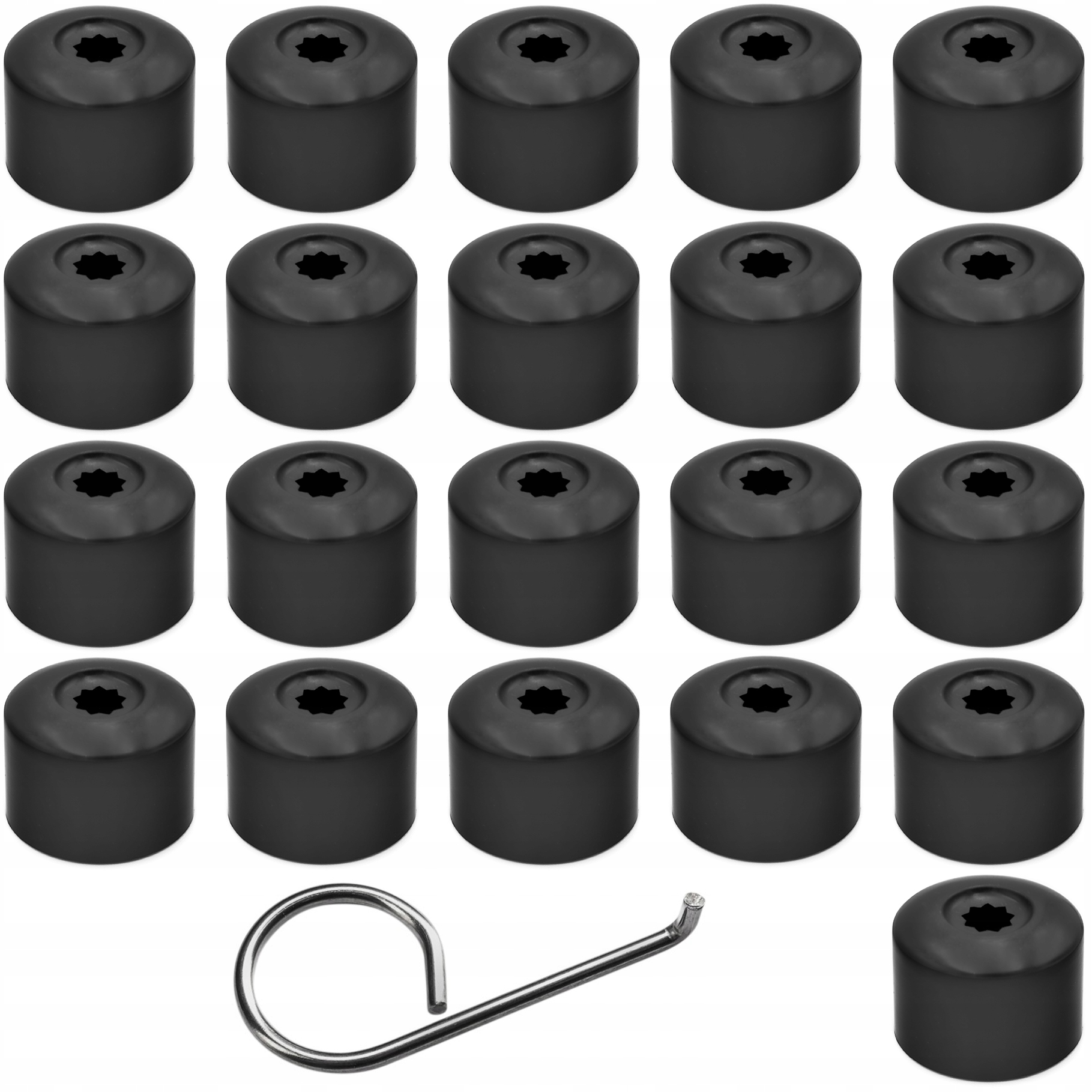 21xNAKŁADKI KAPSLE ZAŚLEPKI NA ŚRUBY FELG VW 17 mm+ haczyk