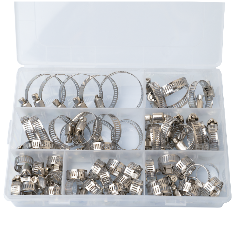 60x Obejmy Metalowa Opaska Zaciskowa Skręcana Ślimakowa Duży Zestaw 8-38mm