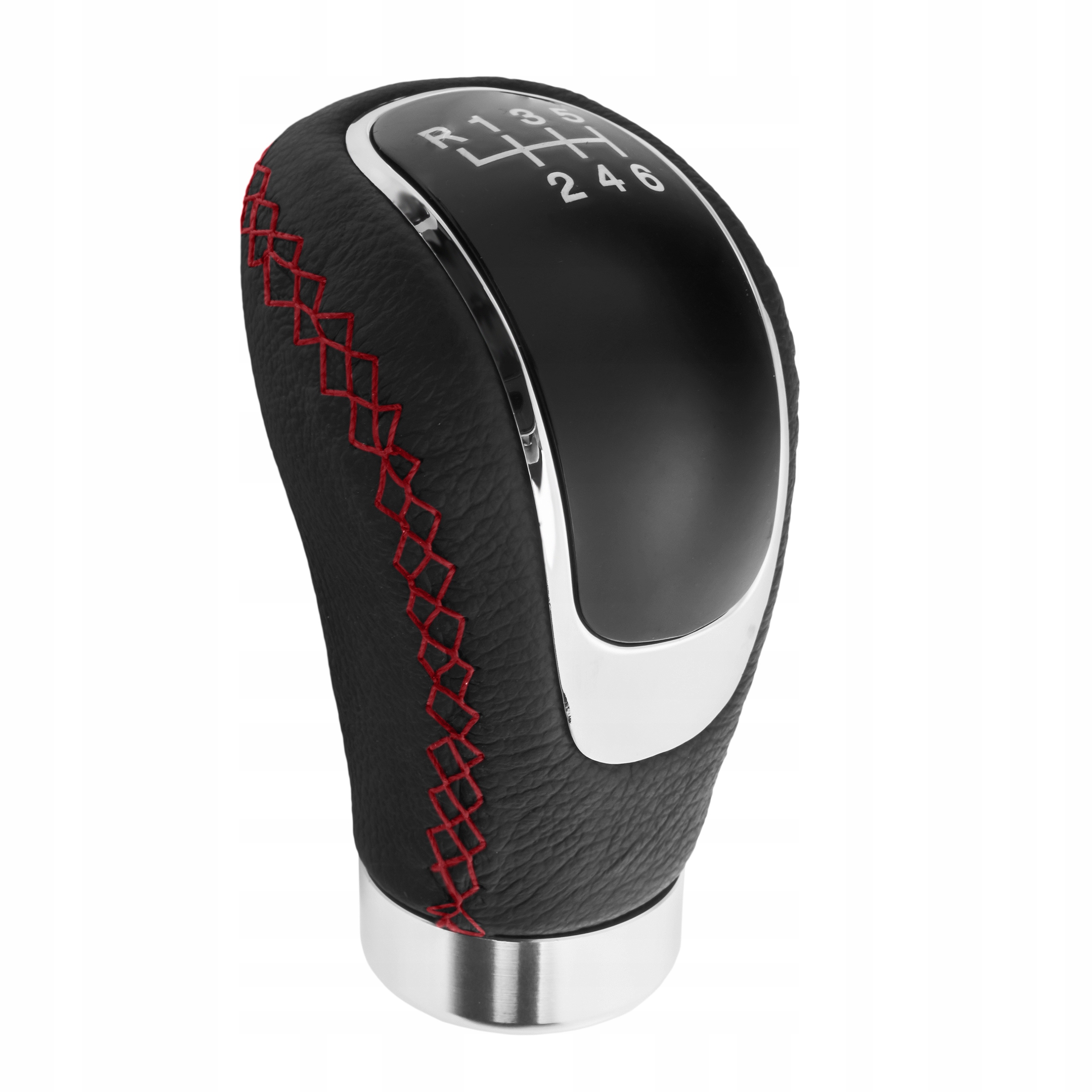 UNIWERSALNA GAŁKA DŹWIGNIA ZMIANY BIEGÓW TUNING SKÓRA CZERWONA NIĆ - obrazek 4