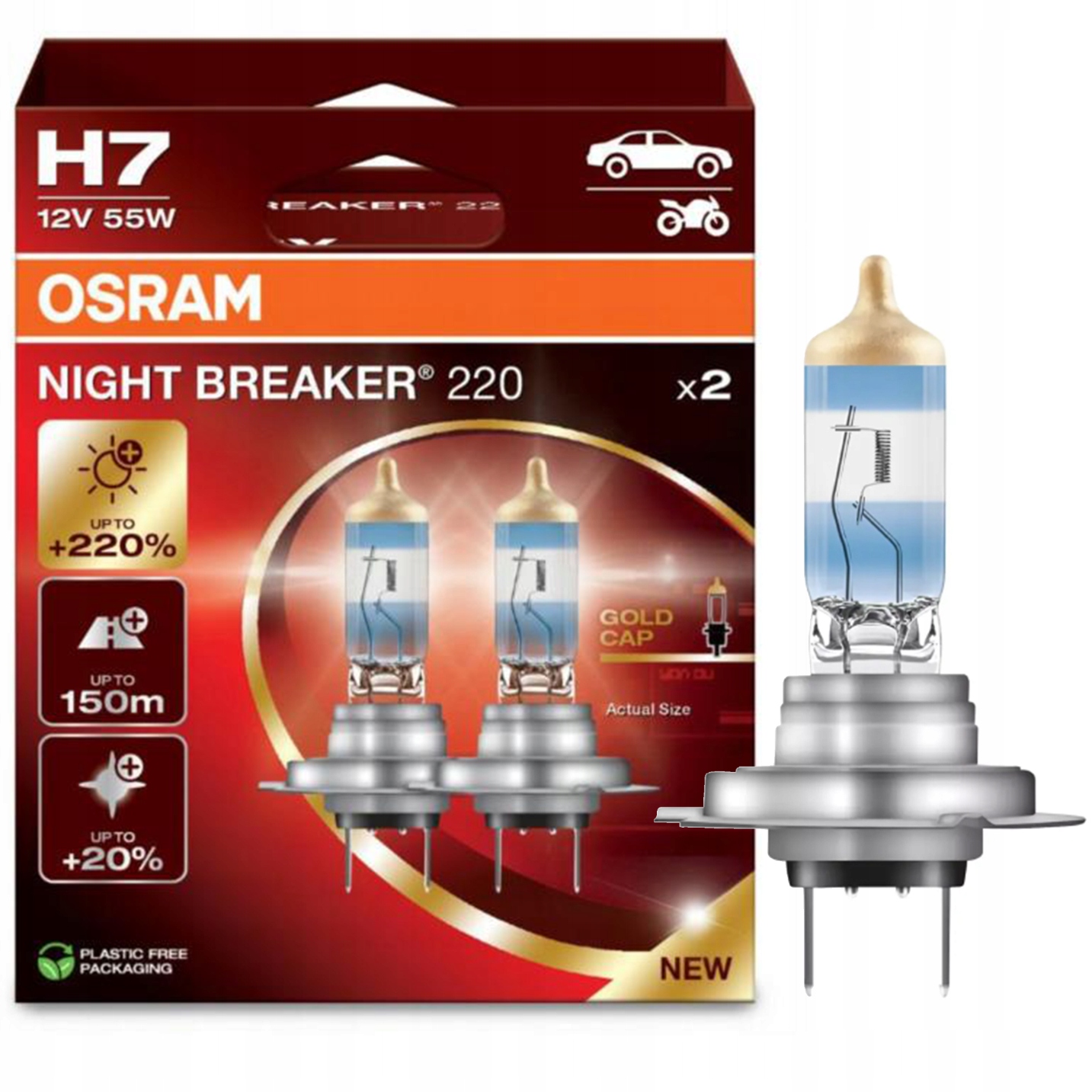 Żarówki Osram Night Breaker Laser +220% H7 Komplet Białe Mocne Światło