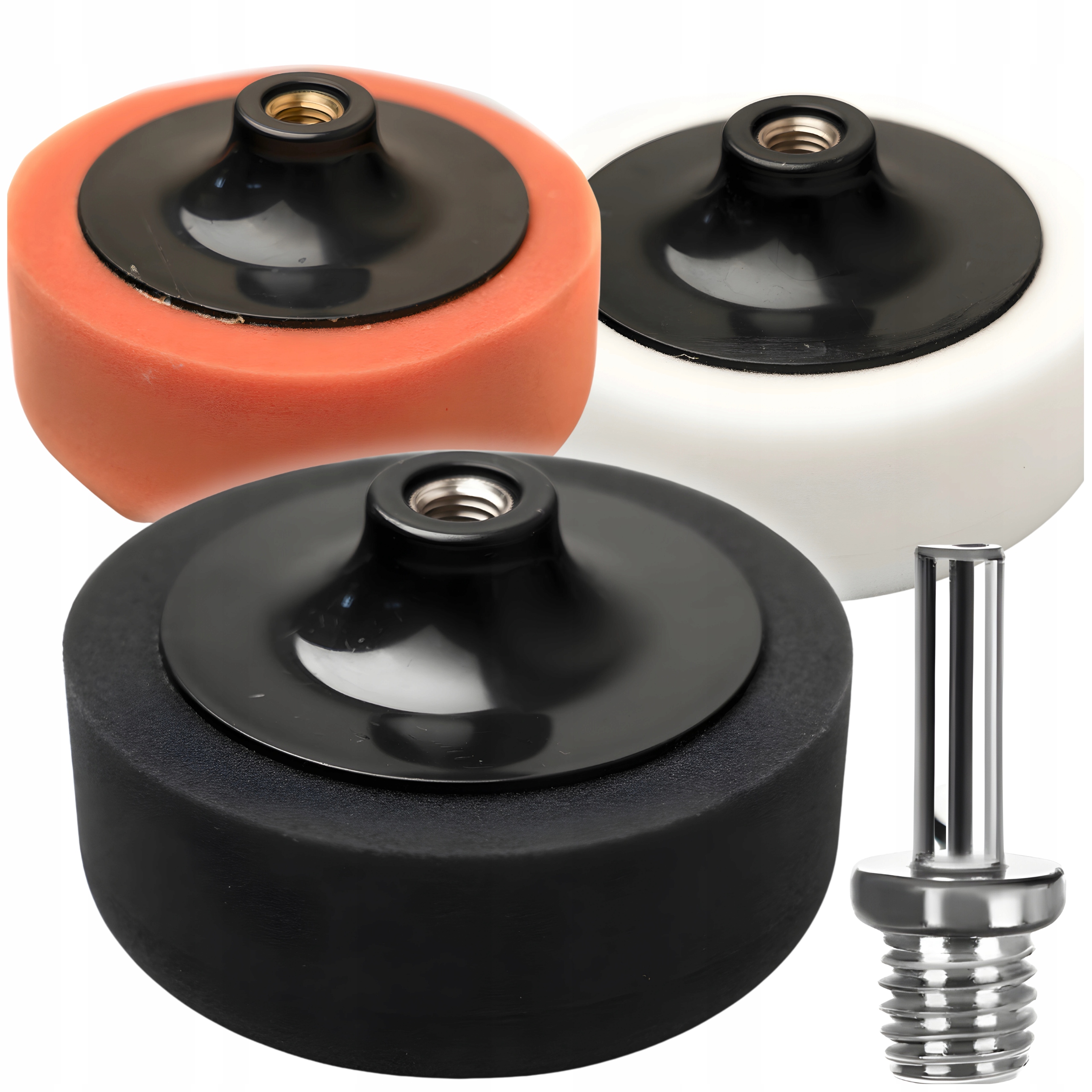 ZESTAW 3 GĄBEK POLERSKICH NA WKRĘTARKE 125mm M14 MIĘKKI ŚREDNI TWARDY PAD