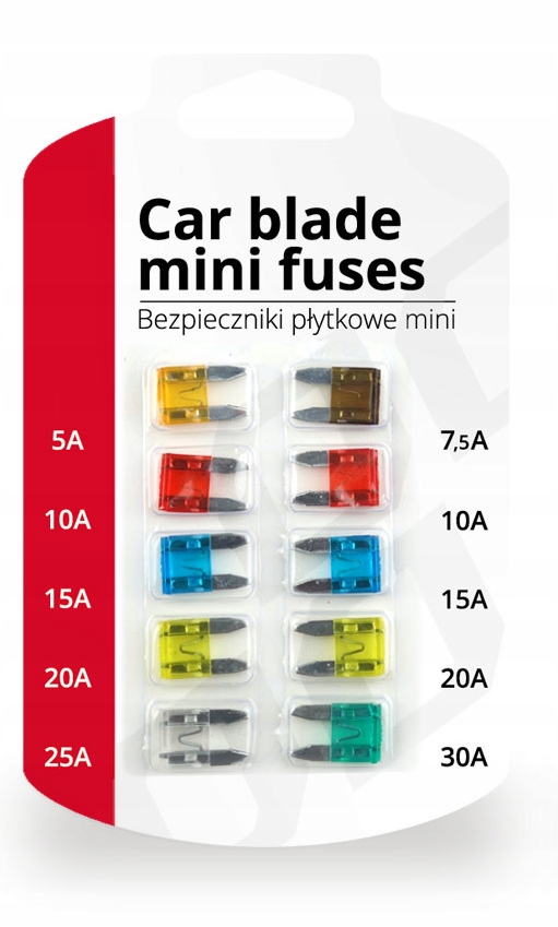 10x BEZPIECZNIKI MAŁE SAMOCHODOWE PŁYTKOWE ZESTAW