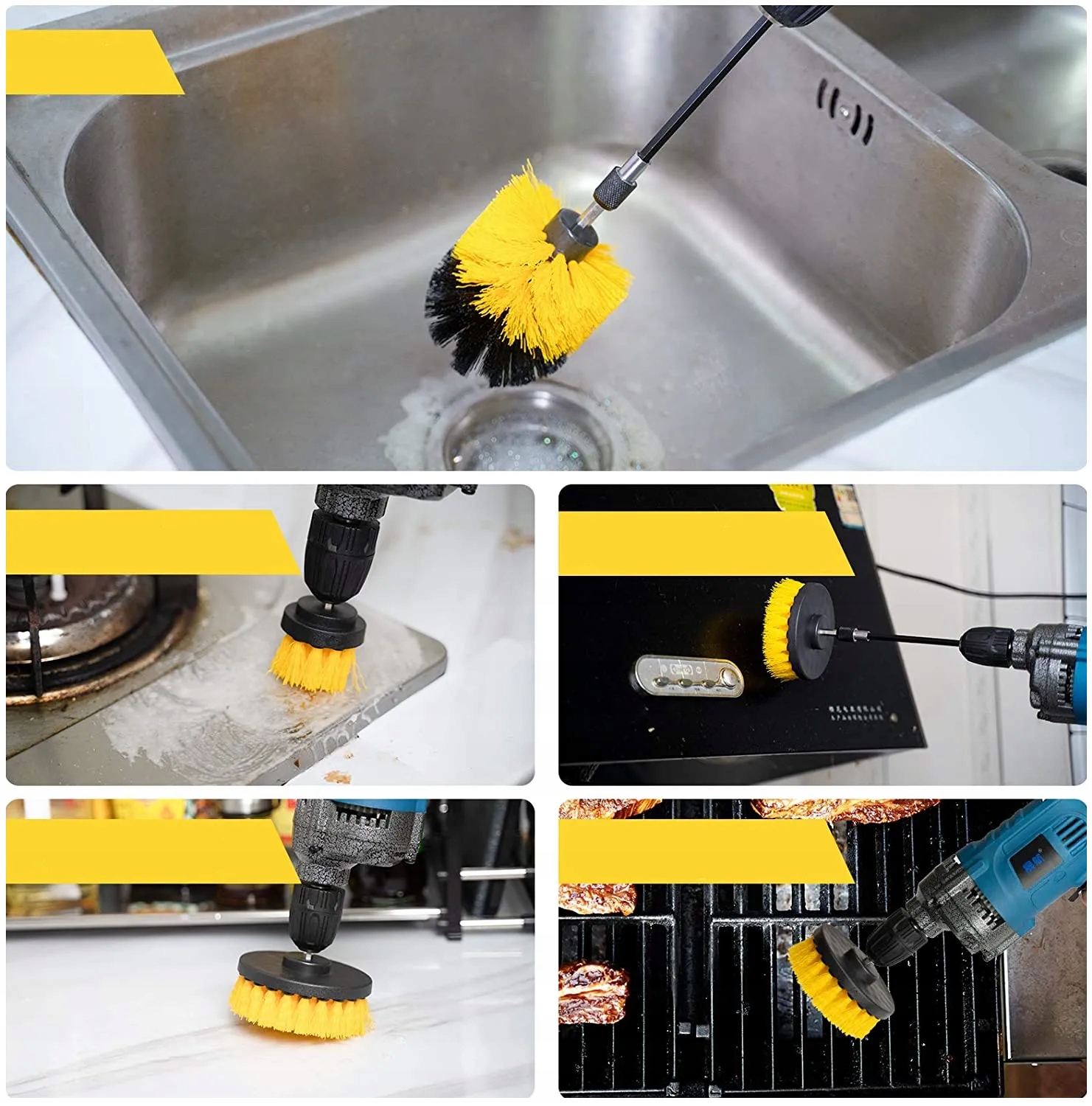 SZCZOTKI SPRZĄTAJĄCE DO CZYSZCZENIA NA WIERTARKĘ WKRĘTARKĘ PADY ZESTAW 3x - obrazek 8