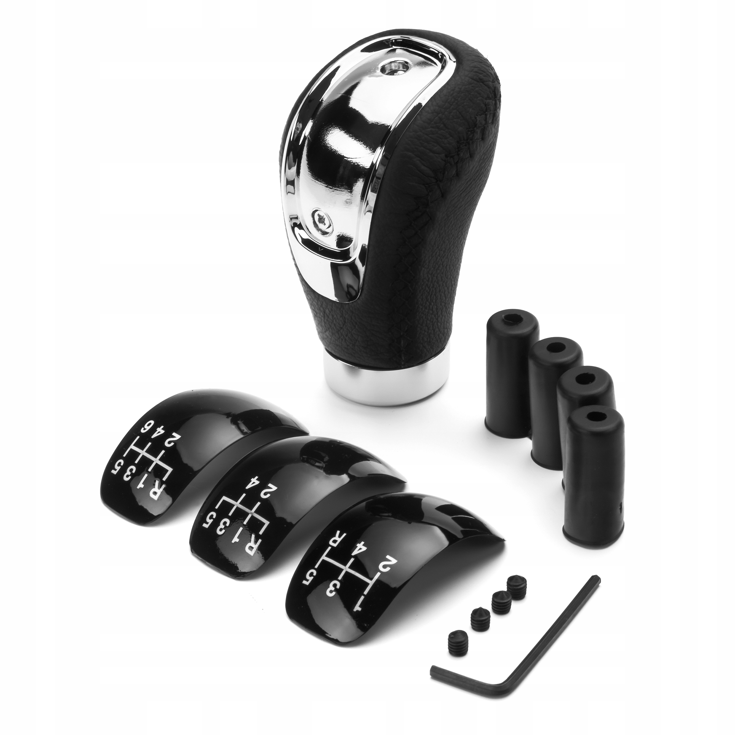 UNIWERSALNA GAŁKA DŹWIGNIA ZMIANY BIEGÓW TUNING SKÓRA CZARNA NIĆ